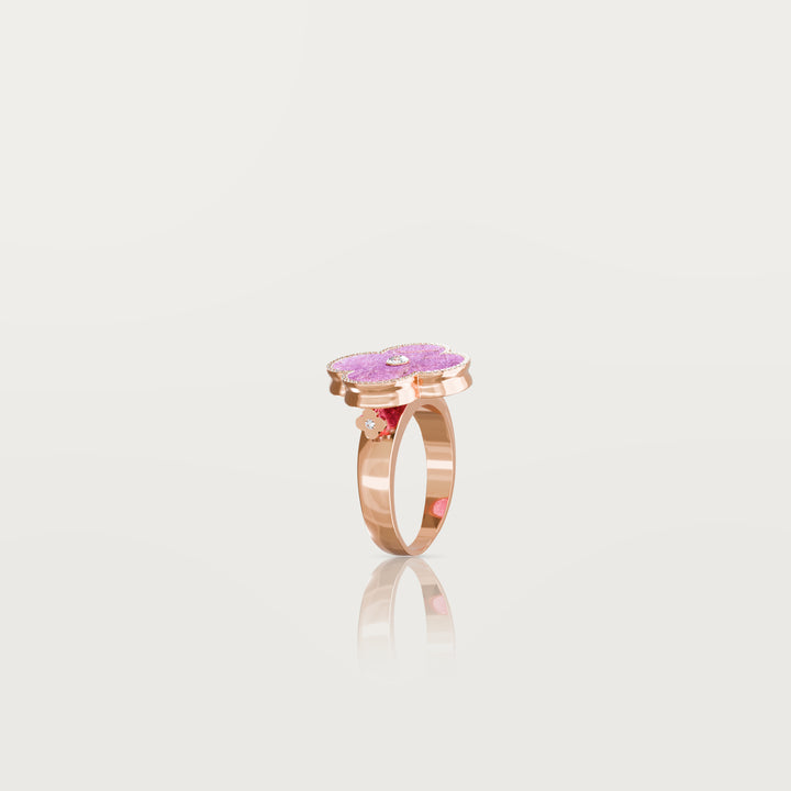 Solitaire Glow Clover Ring