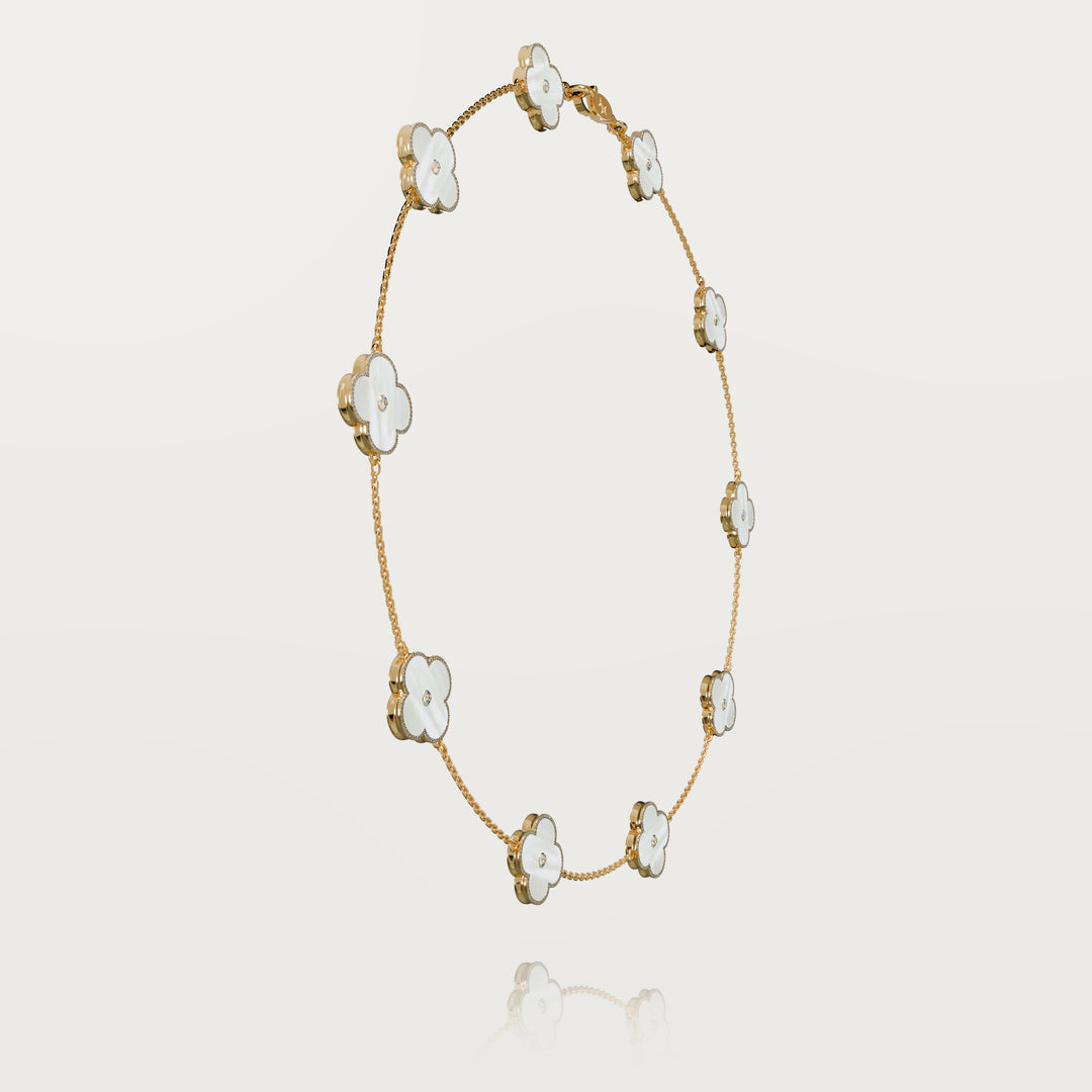 Solitaire glow multi clovers necklace 