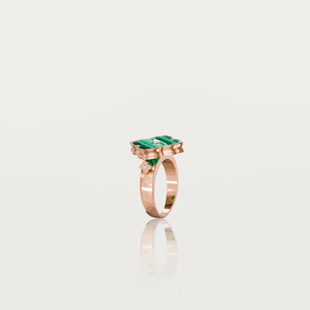 Oriental sparkle clover ring