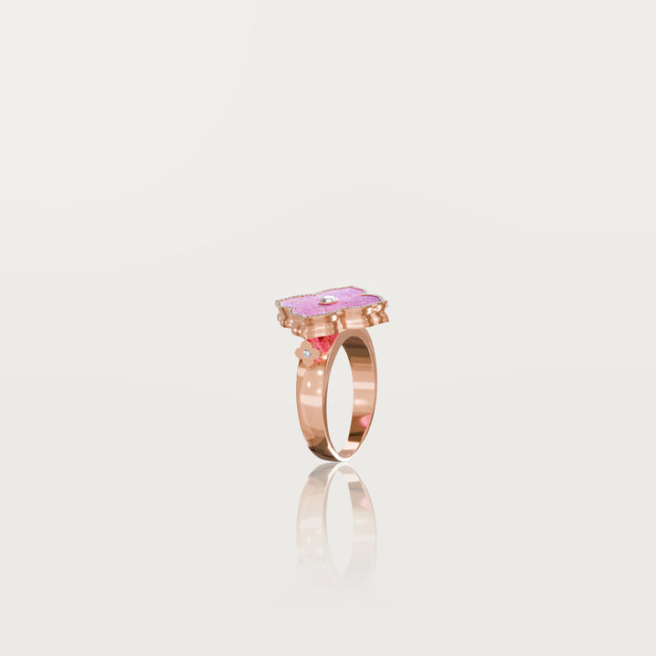 Oriental sparkle clover ring