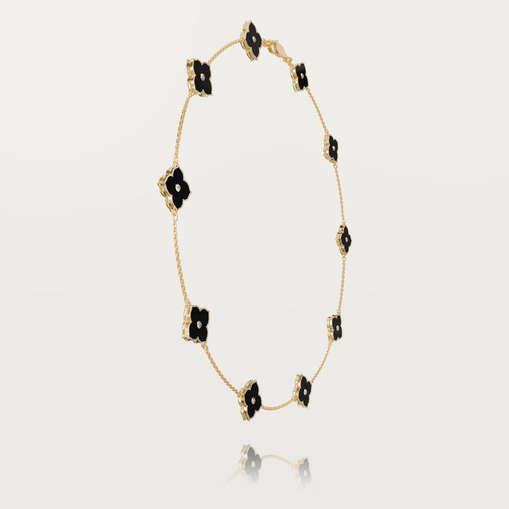 Oriental sparkle multi clovers necklace