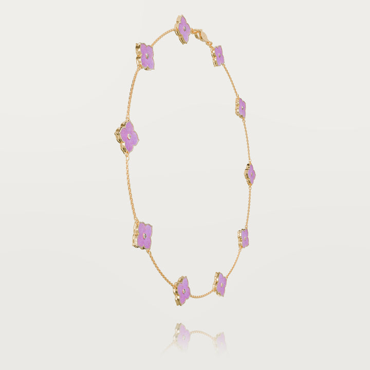 Oriental sparkle multi clovers necklace