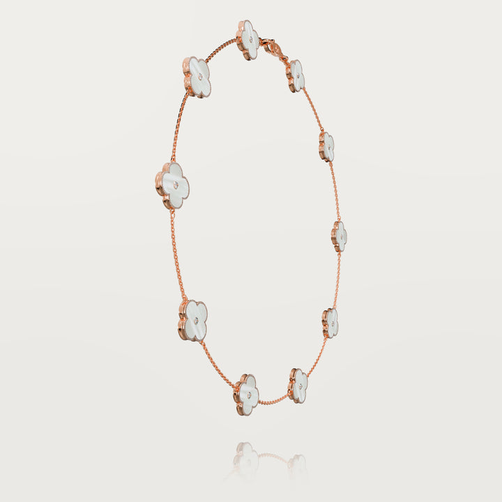 Solitaire glow multi clovers necklace 