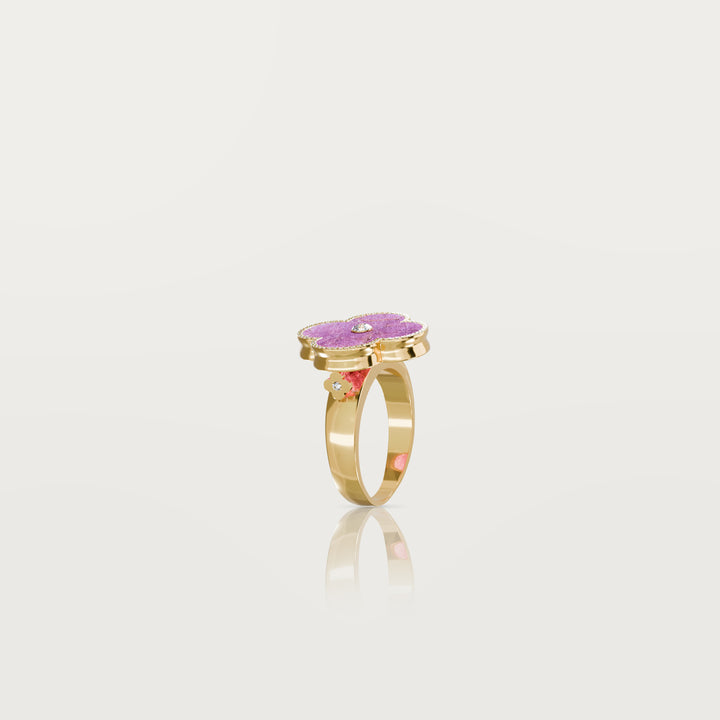 Solitaire Glow Clover Ring