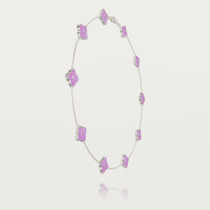 Oriental sparkle multi clovers necklace