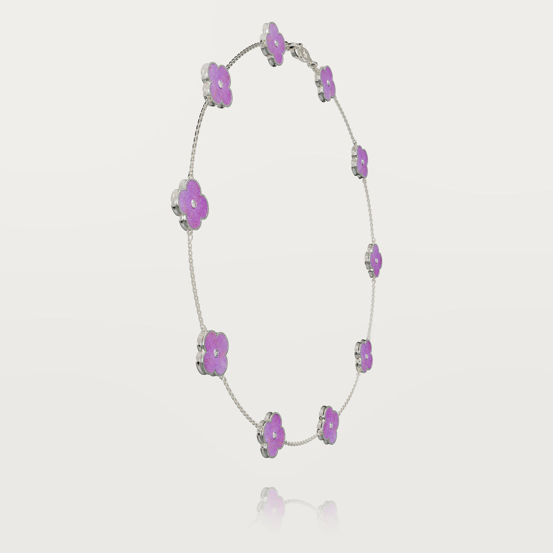 Solitaire glow multi clovers necklace 