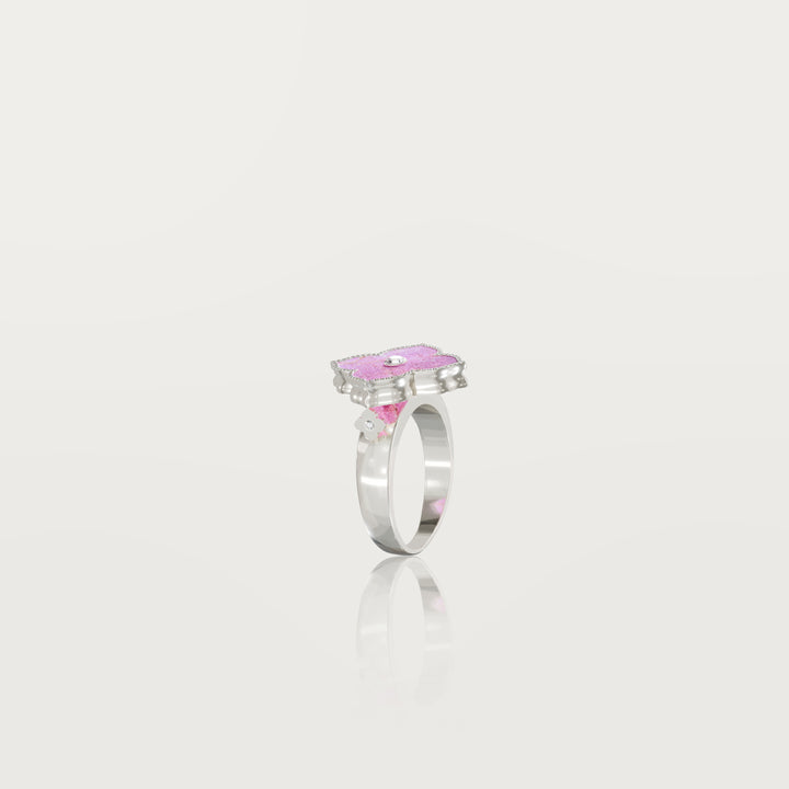 Oriental sparkle clover ring