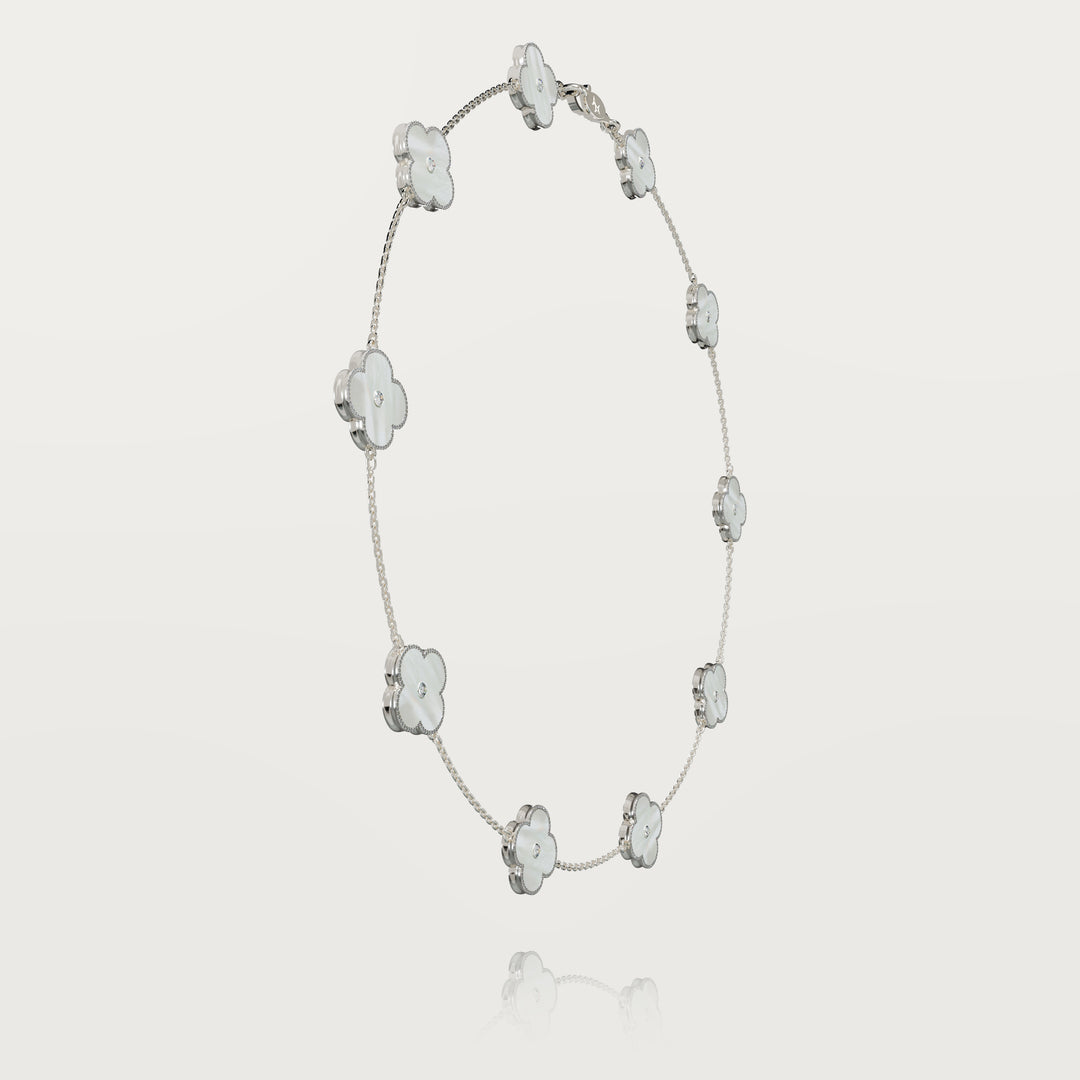 Solitaire glow multi clovers necklace 