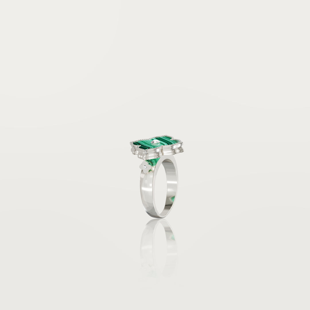 Oriental sparkle clover ring