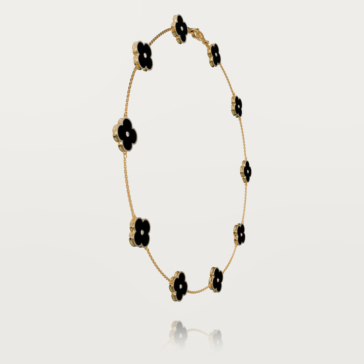 Solitaire glow multi clovers necklace 